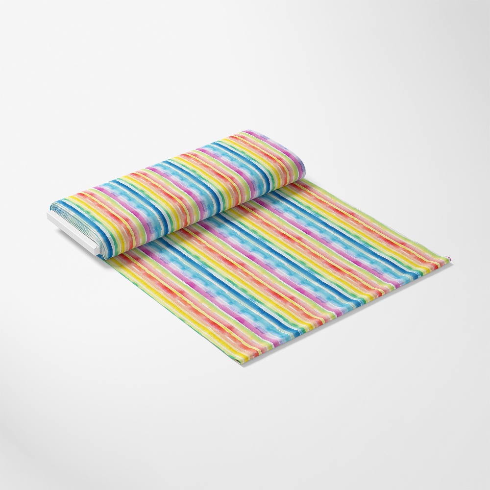 Watercolor Rainbow Stripes Pattern 5 Quilting Cotton Fabric