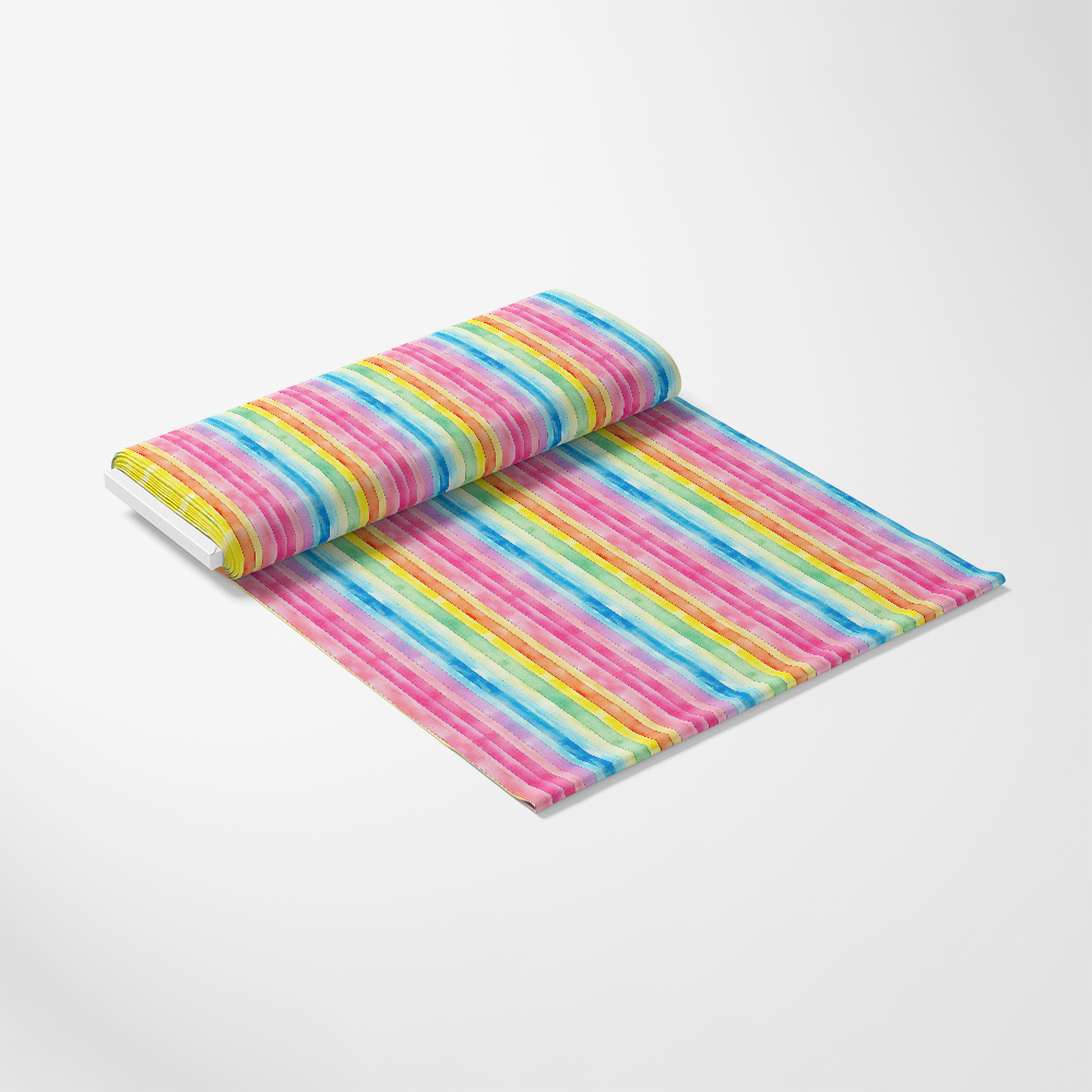 Watercolor Rainbow Stripes Pattern 9 Quilting Cotton Fabric