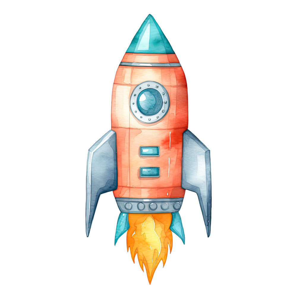 Watercolor Rocket Fabric Panel