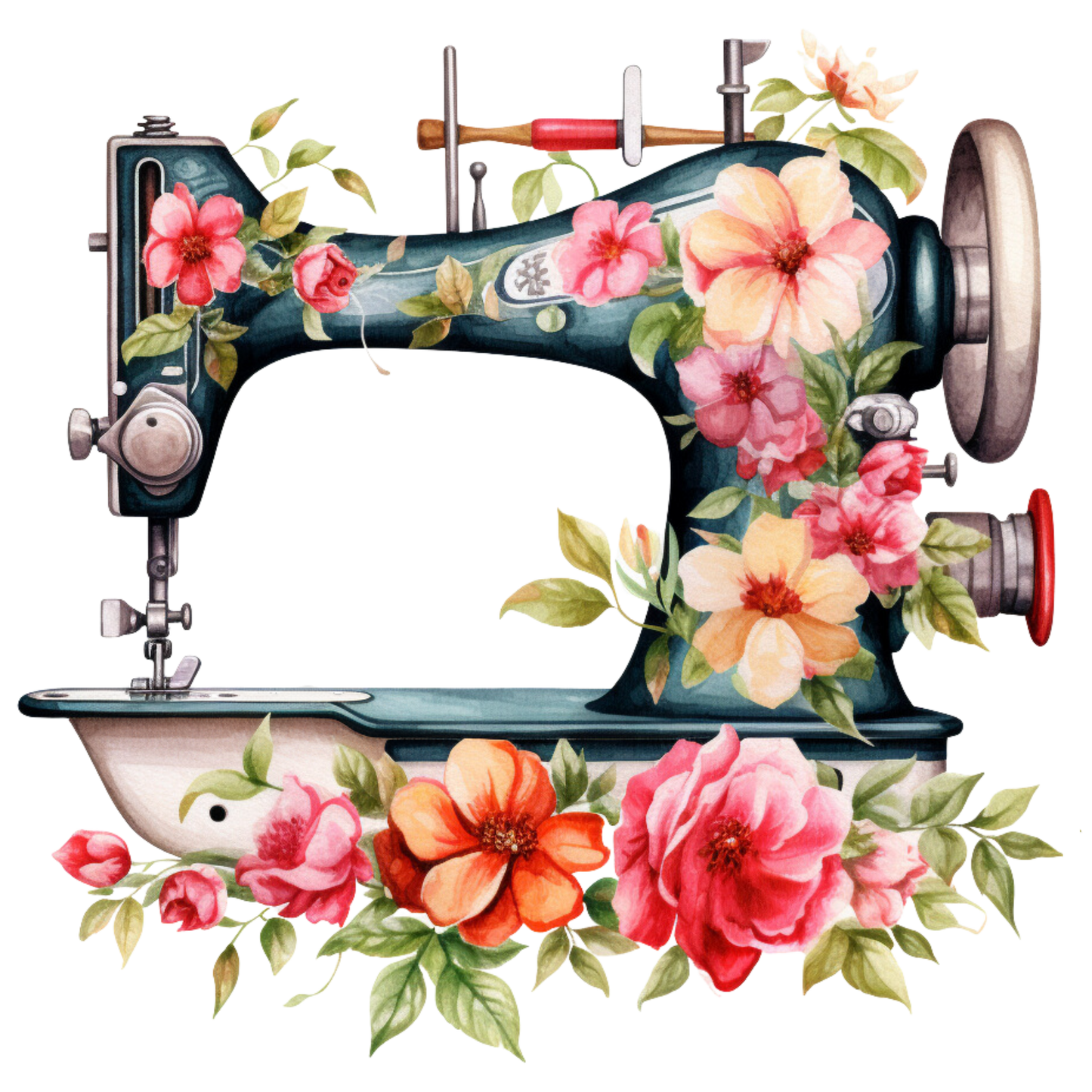 Watercolor Sewing Machines Fabric Panel 2