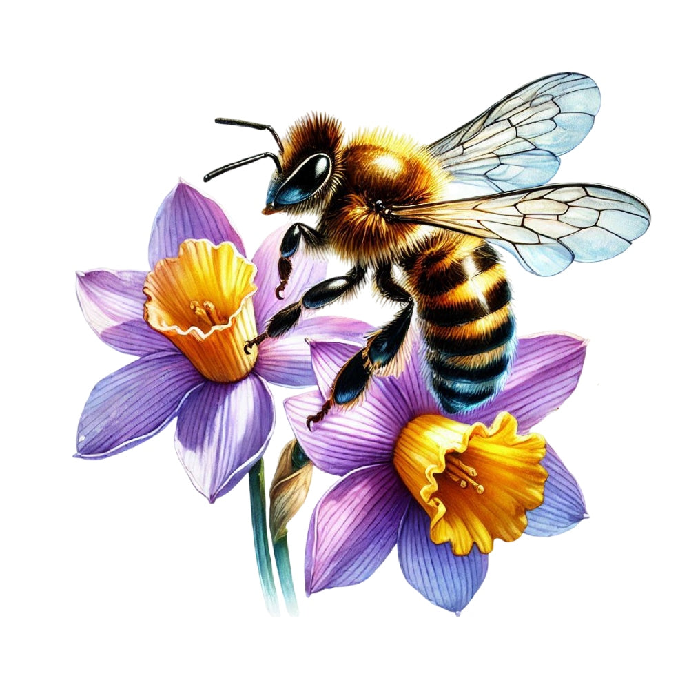 Watercolor Spring Bees Fabric Panel 12