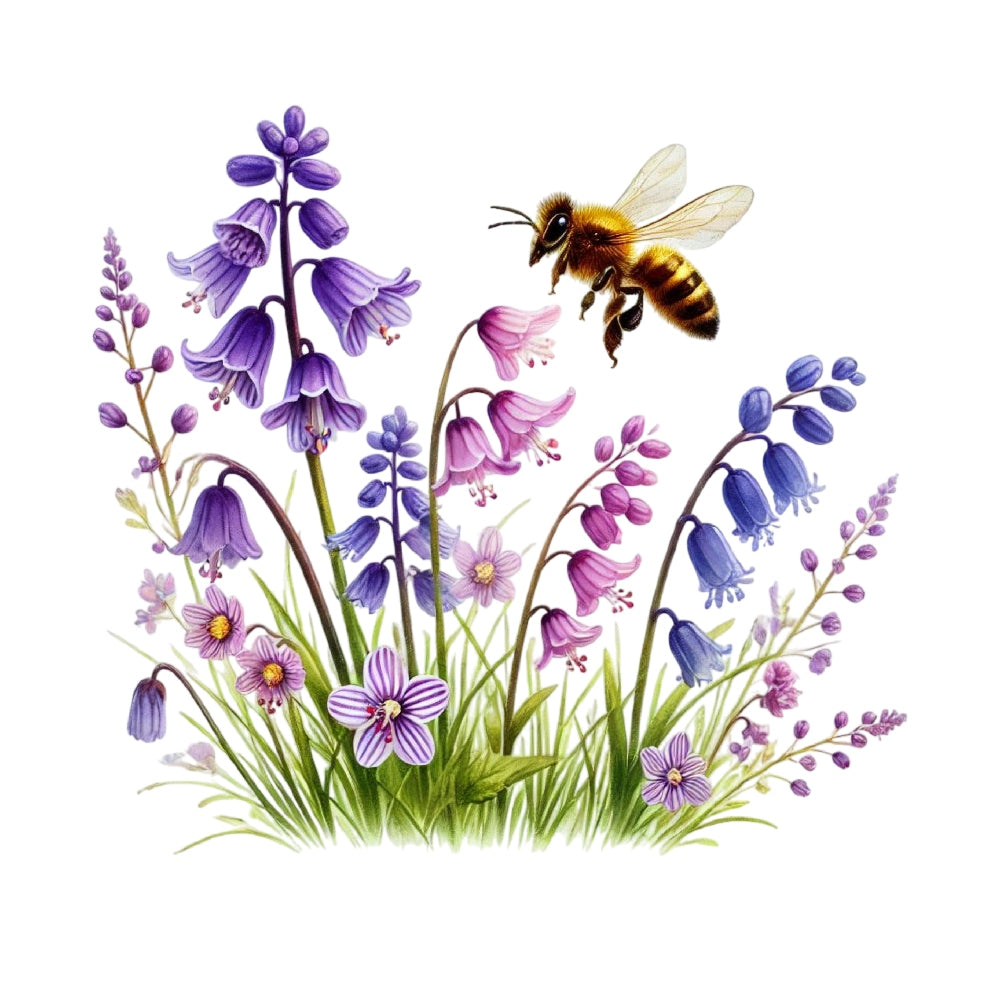 Watercolor Spring Bees Fabric Panel 16