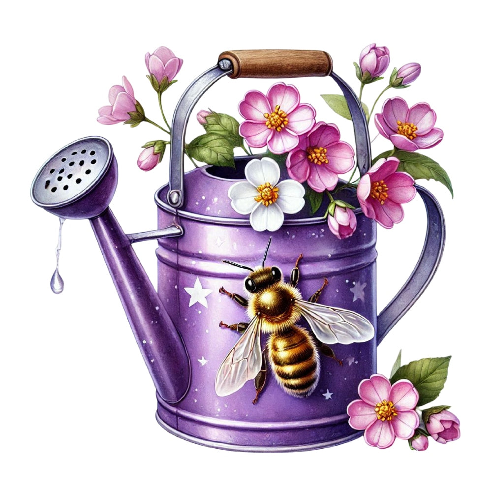 Watercolor Spring Bees Fabric Panel 22