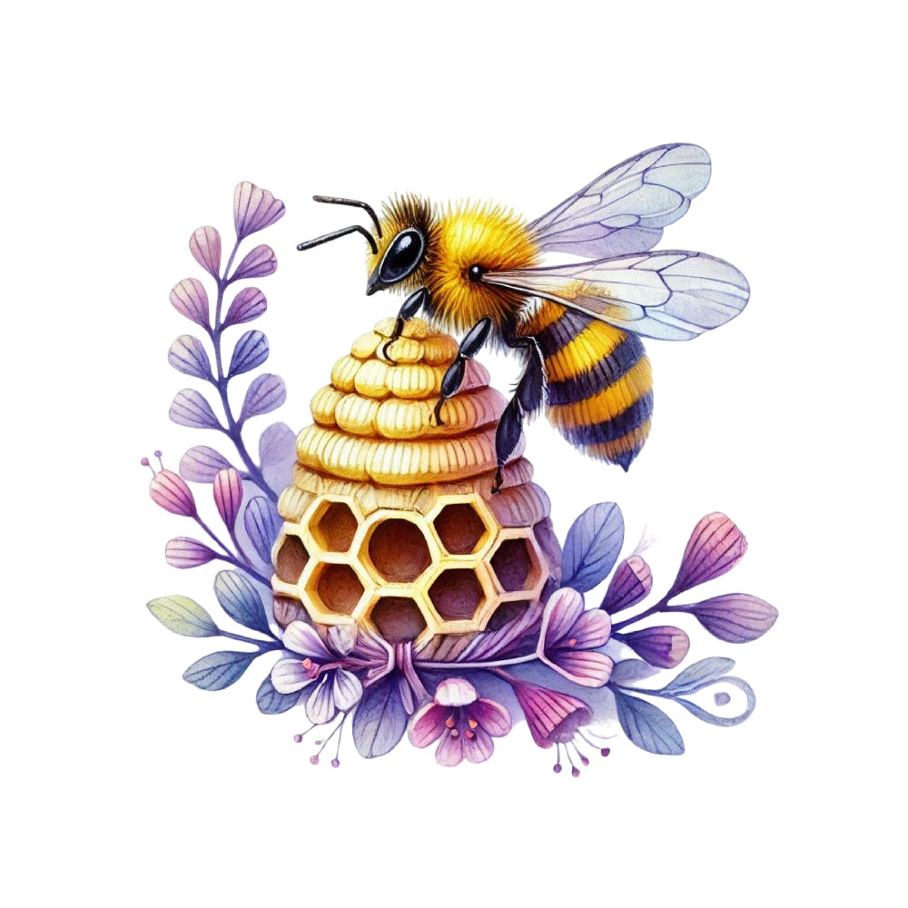 Watercolor Spring Bees Fabric Panel 3