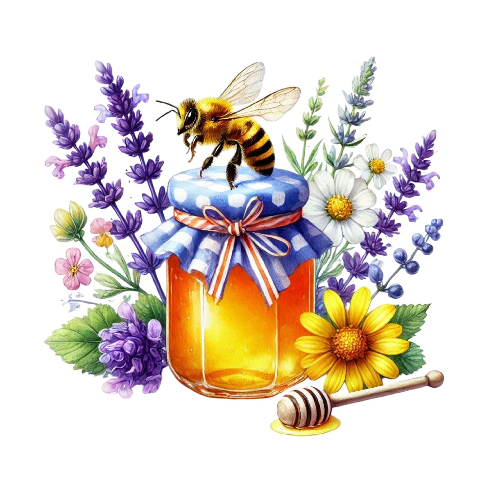 Watercolor Spring Bees Fabric Panel 7