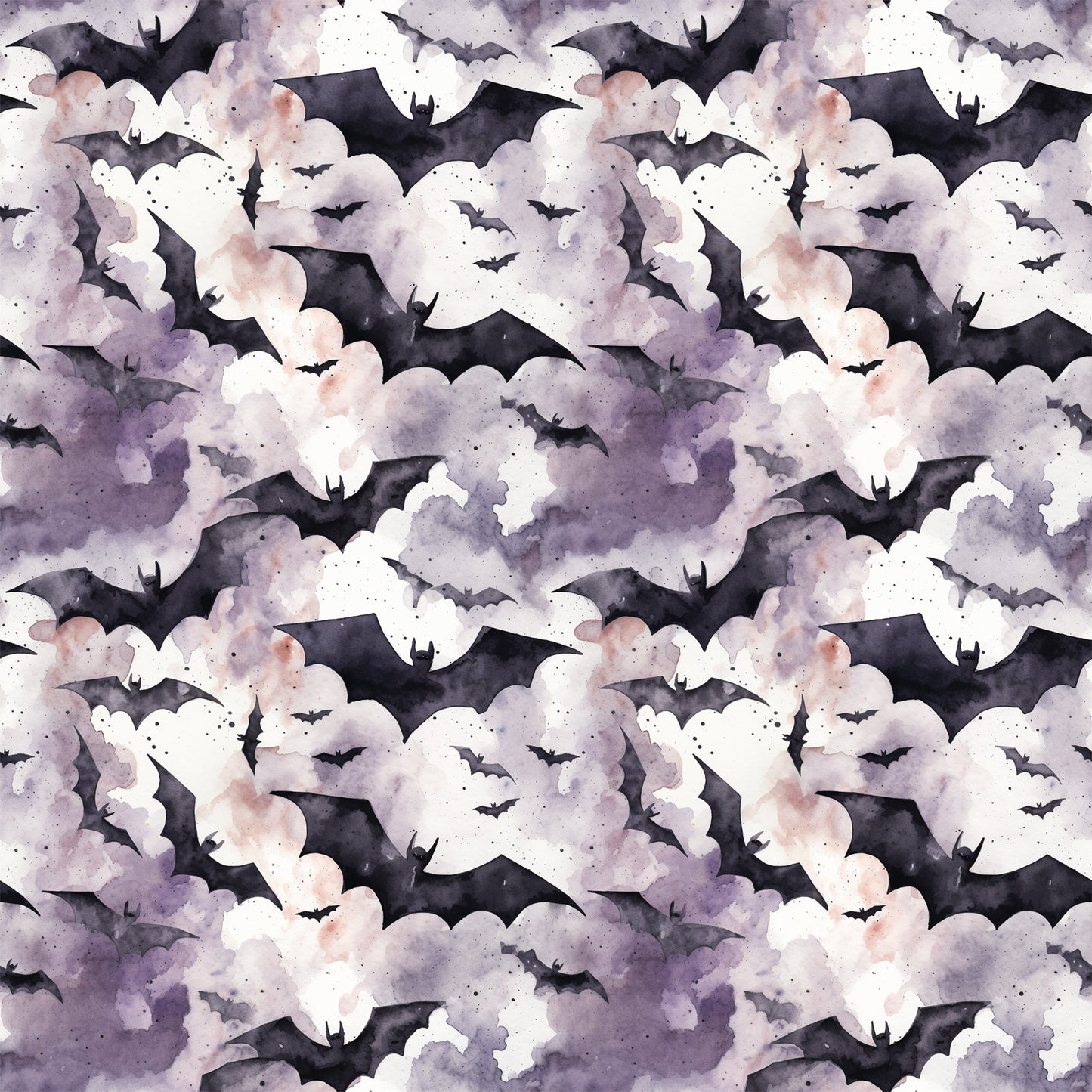Watercolor Halloween Bats Pattern 3 Quilting Cotton Fabric
