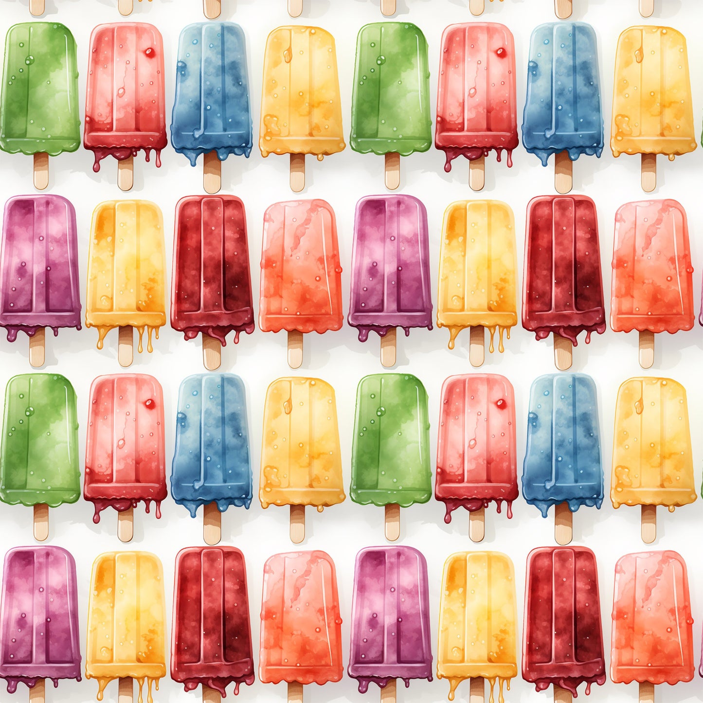 Watercolor Summer Popsicle Pattern 7 Quilting Cotton Fabric