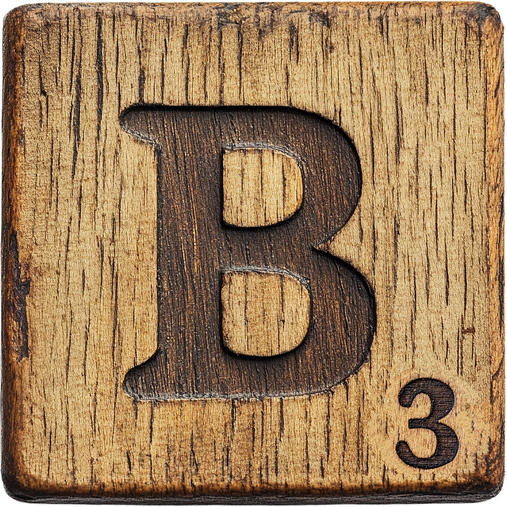 Wood Letter B Blocks Fabric Panel