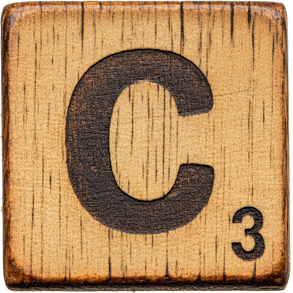 Wood Letter C Blocks Fabric Panel