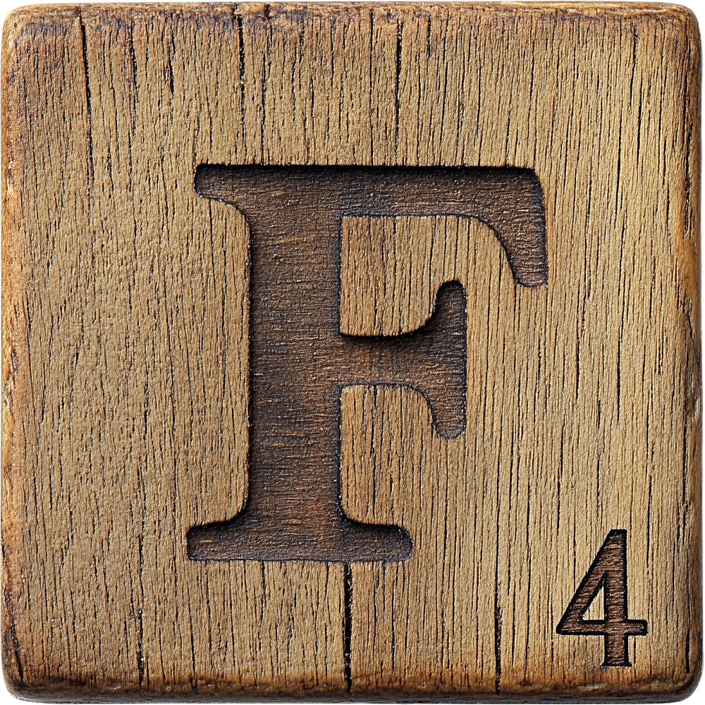 Wood Letter F Blocks Fabric Panel
