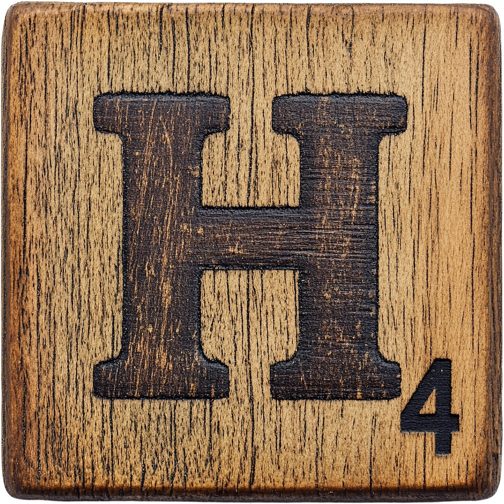 Wood Letter H Blocks Fabric Panel
