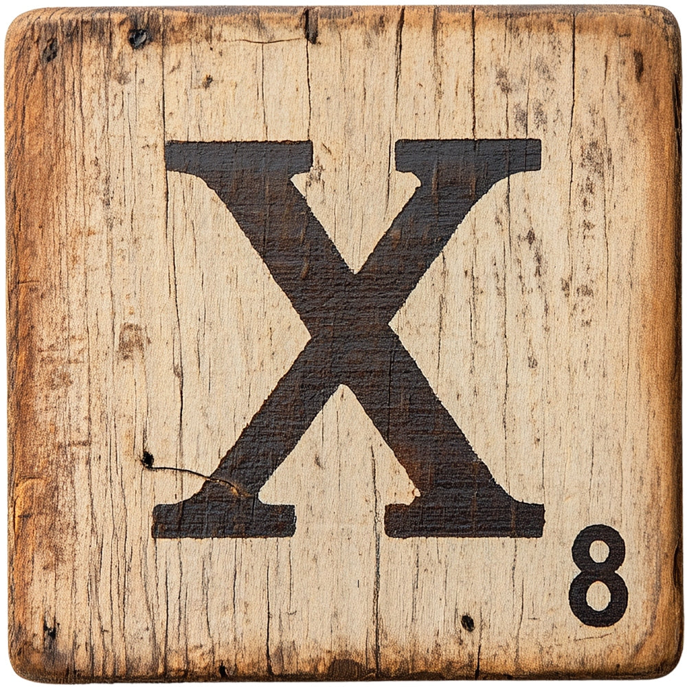 Wood Letter X Blocks Fabric Panel