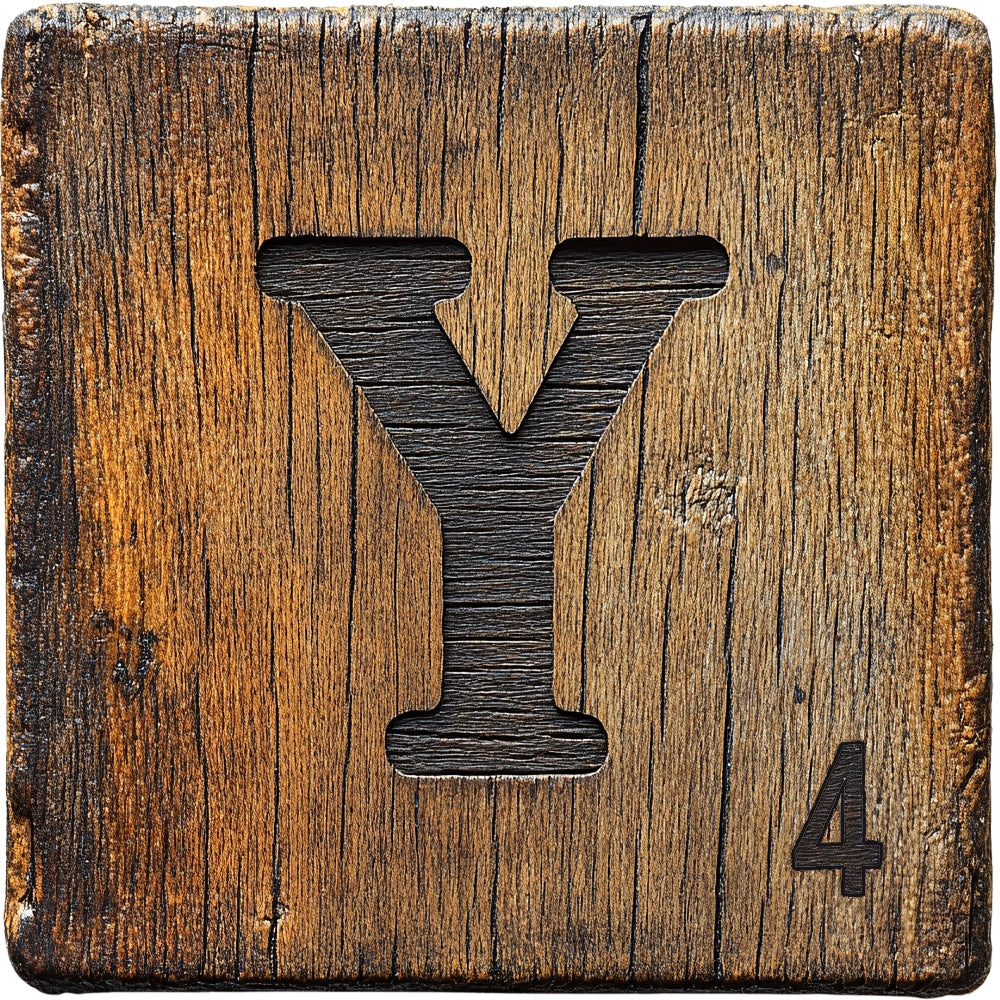 Wood Letter Y Blocks Fabric Panel