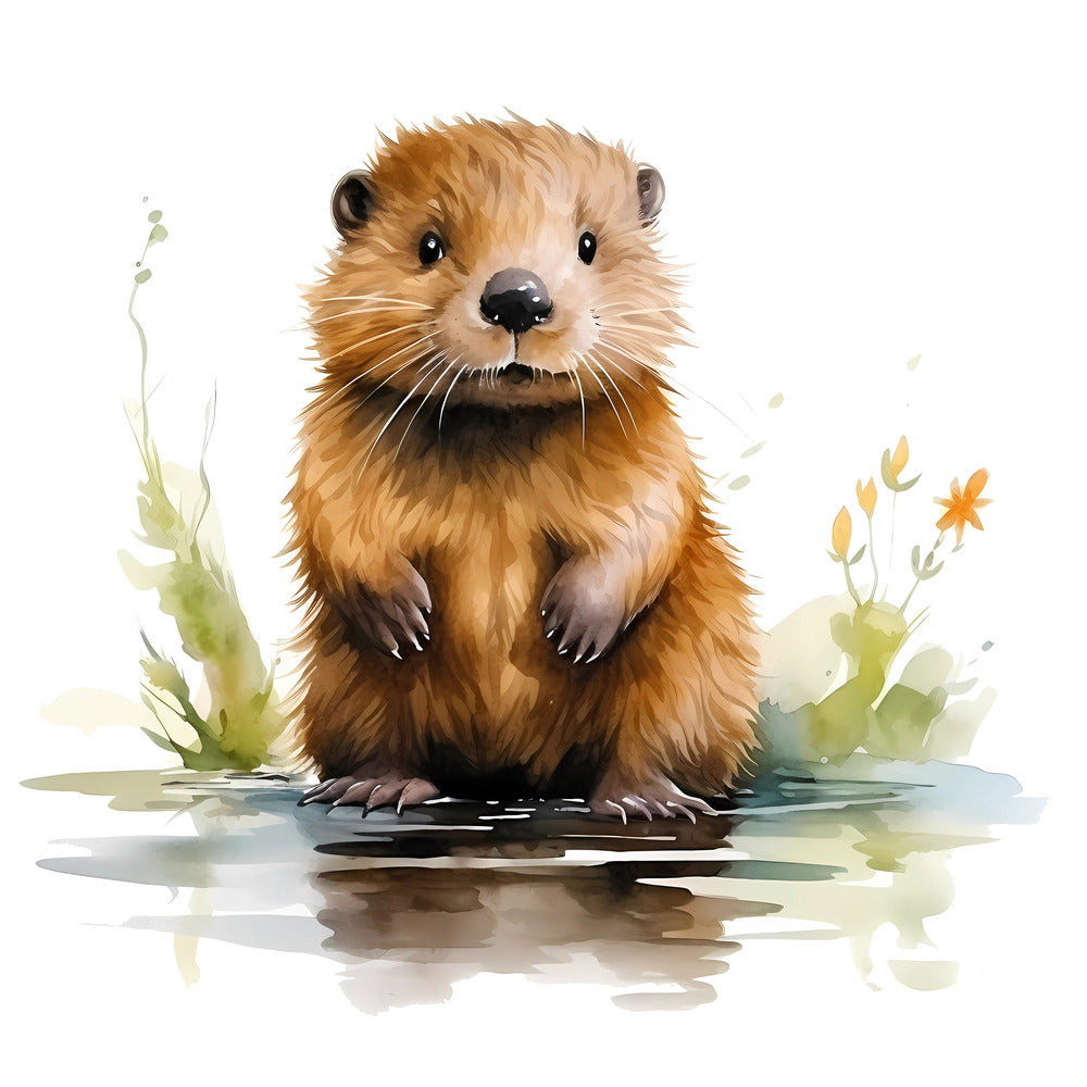 Woodland Baby Beaver 3 Fabric Panel