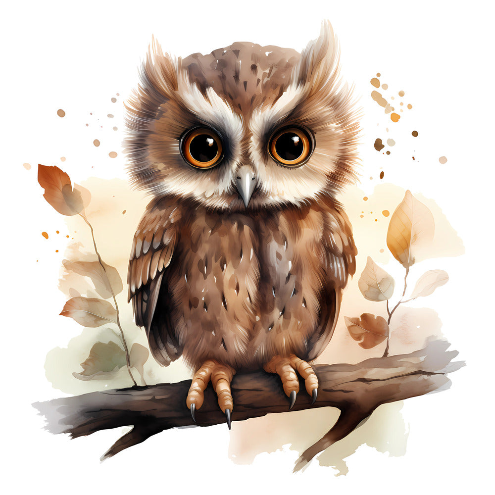 Woodland Baby Owl 3 Fabric Panel