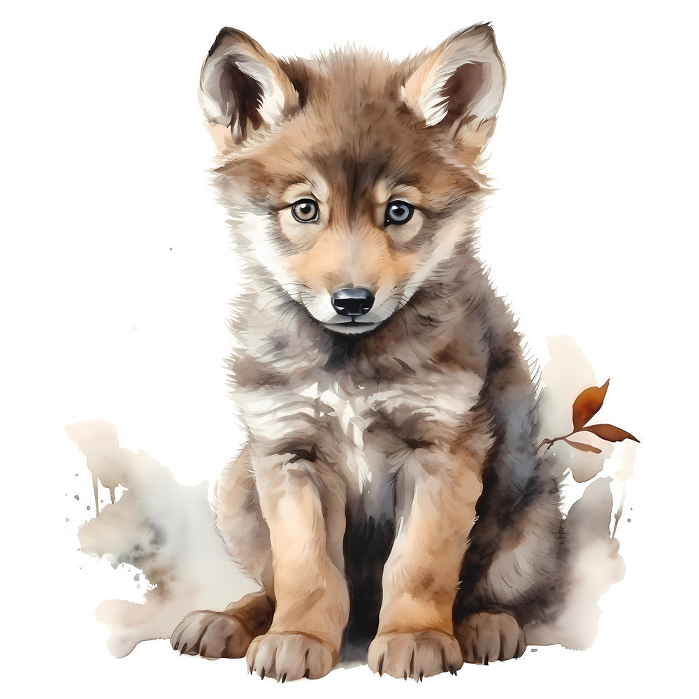Woodland Baby Wolf 3 Fabric Panel