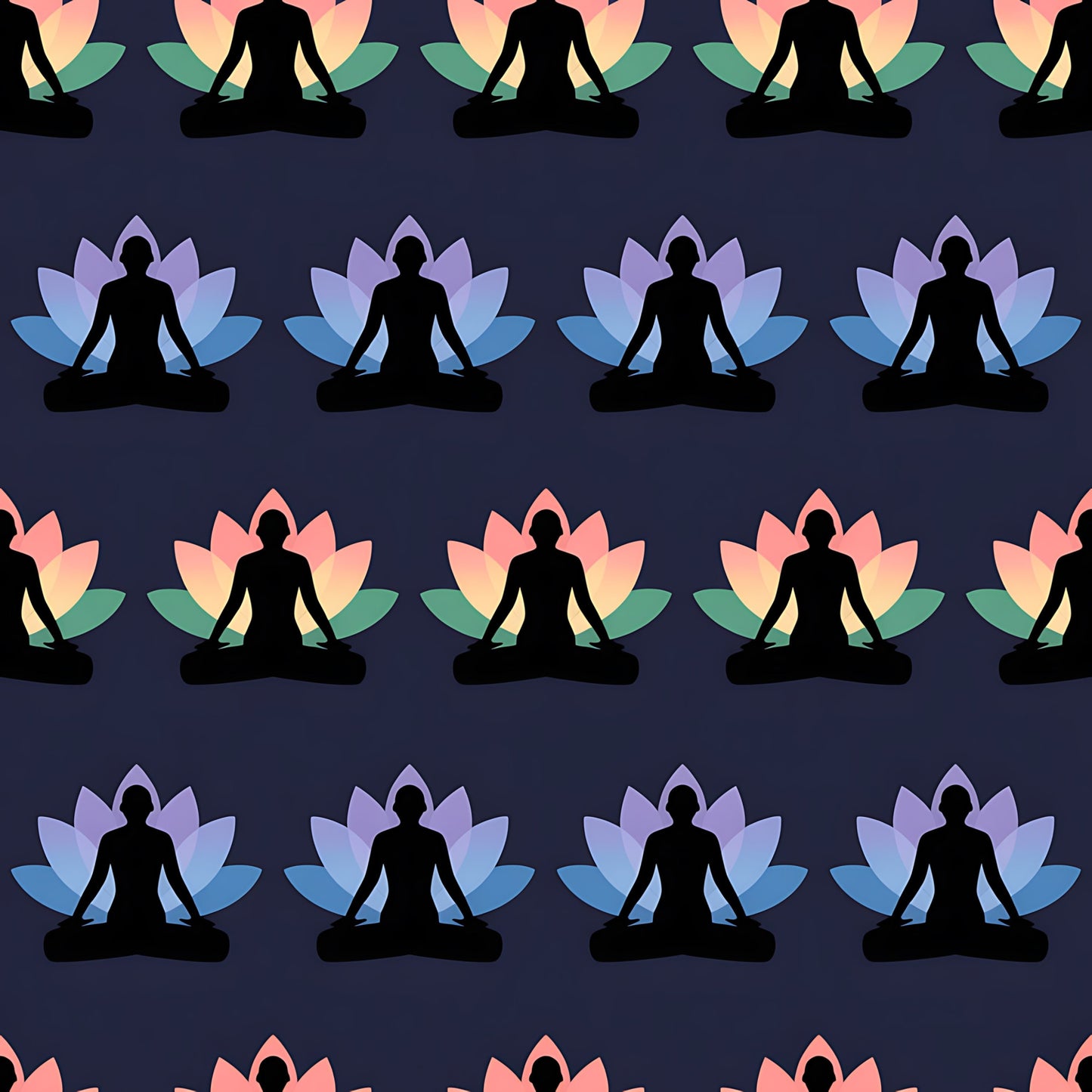 Yoga Poses Pattern 10 Quilting Cotton Fabric