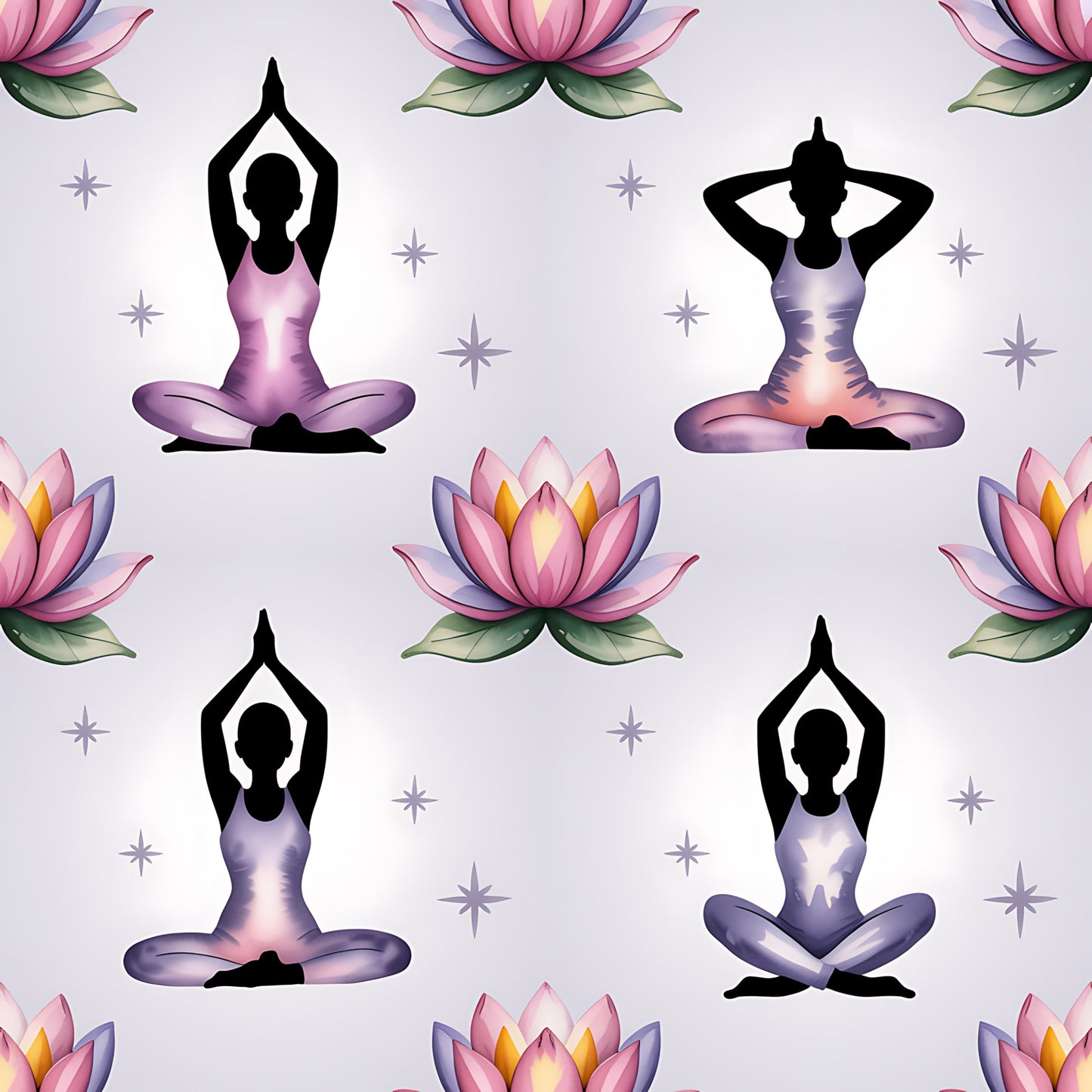 Yoga Poses Pattern 2 Quilting Cotton Fabric
