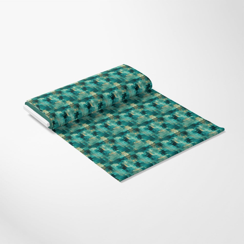 Teal Grunge Pattern 8 Quilting Cotton Fabric