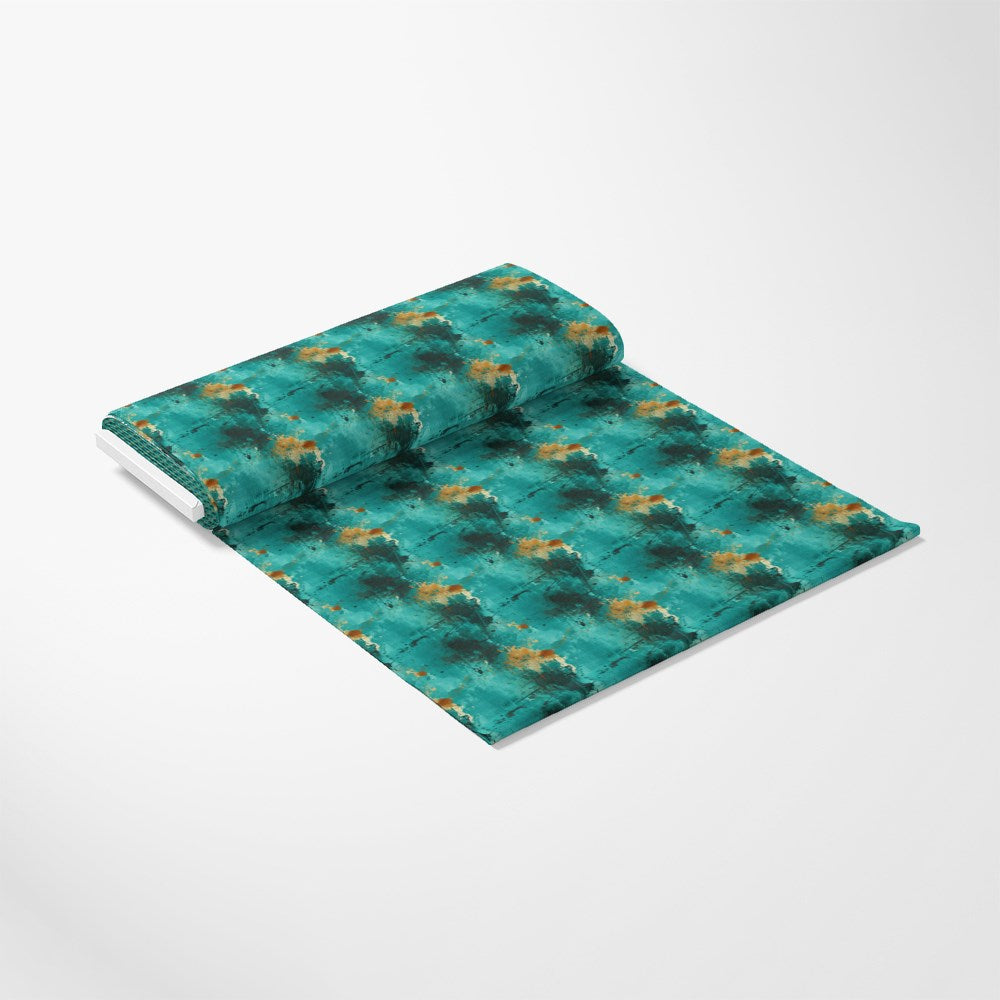 Teal Grunge Pattern 5 Quilting Cotton Fabric