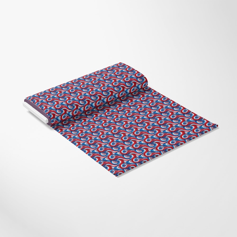 USA Flag Swirls Pattern 10 Quilting Cotton Fabric