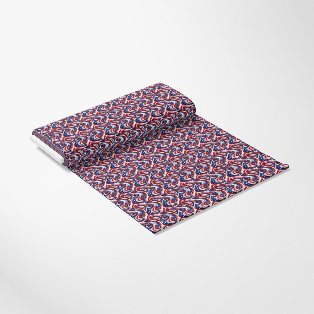 - USA Flag Swirls Pattern 9 Quilting Cotton Fabric - red white blue - patriotic - swirling waves - cotton textile - yardage - fabric roll - quilting material - Americana print - decorative cotton - craft fabric - sewing material