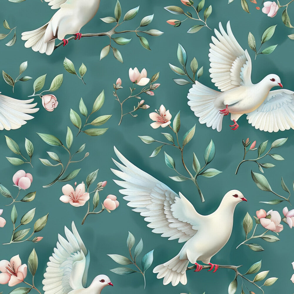 Teal and Doves Fat Quarter Bundle