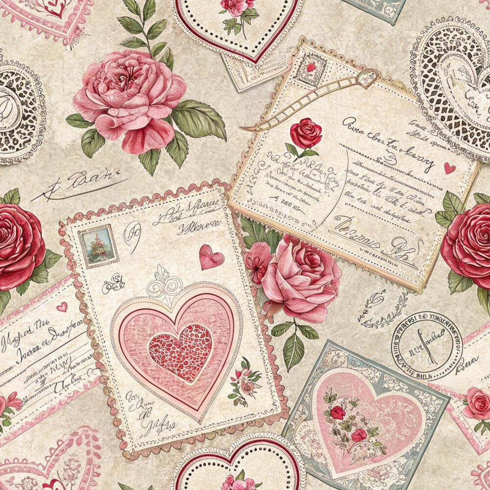 Antique Valentine Postcards Fat Quarter Bundle