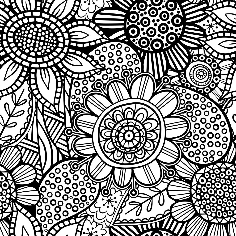 Folk Art Florals Black and White Fat Quarter Bundle