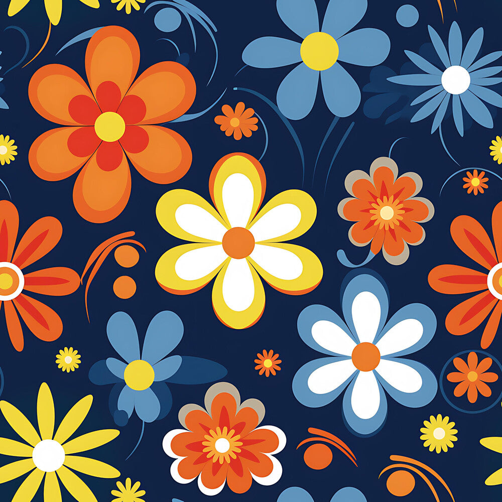 70s Retro Groovy Floral Fat Quarter Bundle