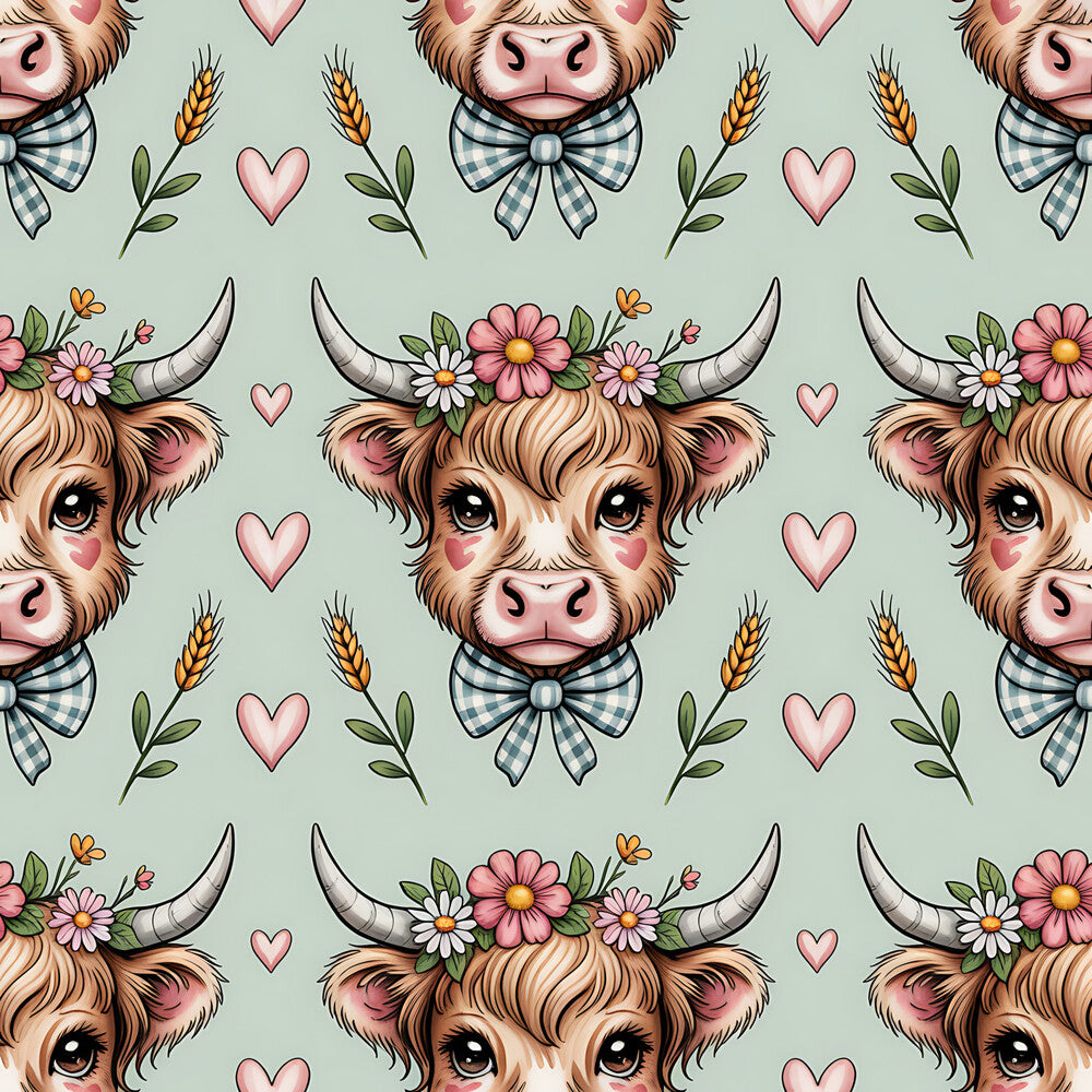 Highland Cow Heads Fat Quarter Bundle