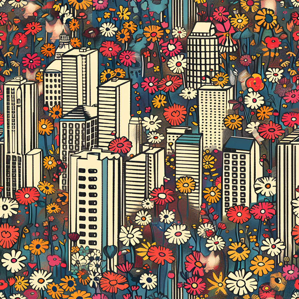 Vintage Cityscape Wildflowers Fat Quarter Bundle