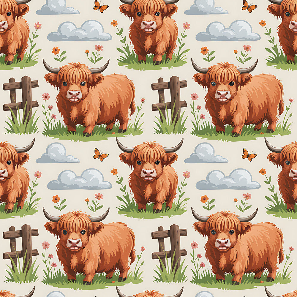 Cartoon Highland Cows Fat Quarter Bundle