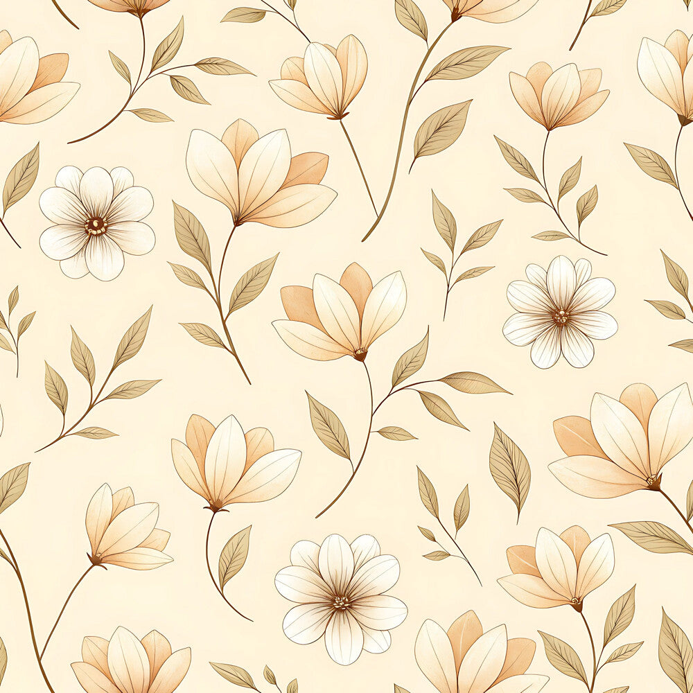 Vintage Beige Sepia Floral Fat Quarter Bundle
