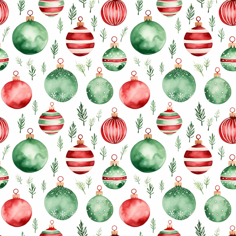 Red and Green Watercolor Christmas Fat Quarter Bundle
