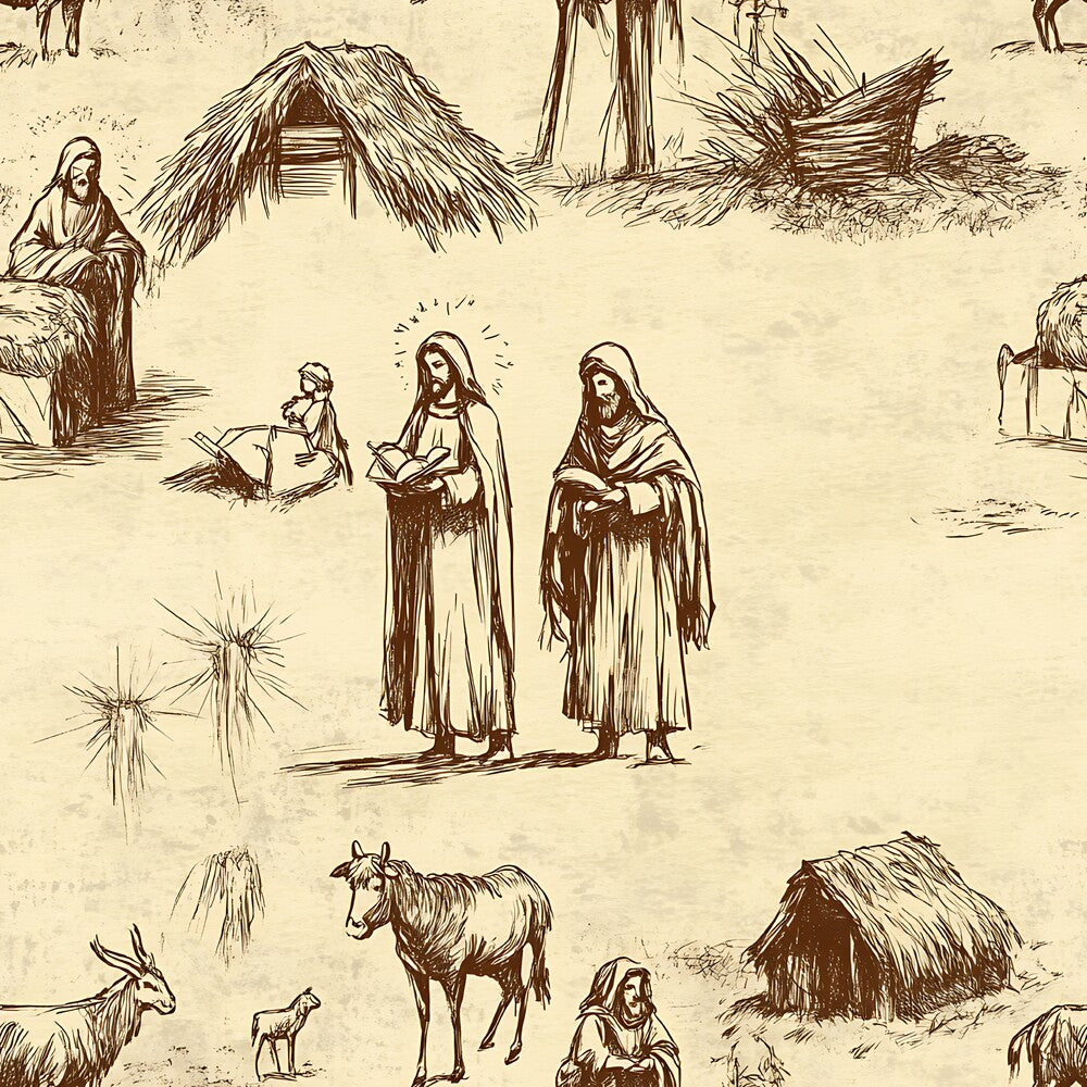 Vintage Nativity Scenes Fat Quarter Bundle