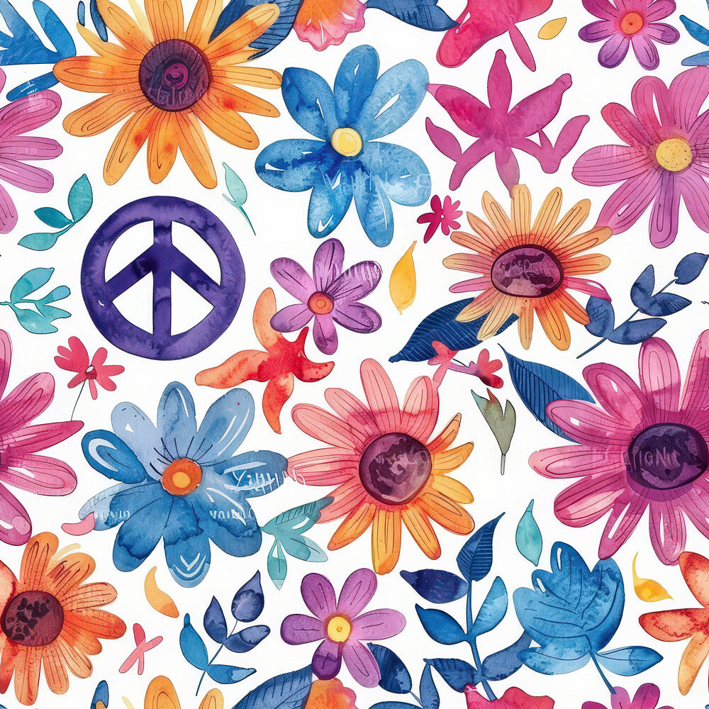 Watercolor Hippie Flower Fat Quarter Bundle