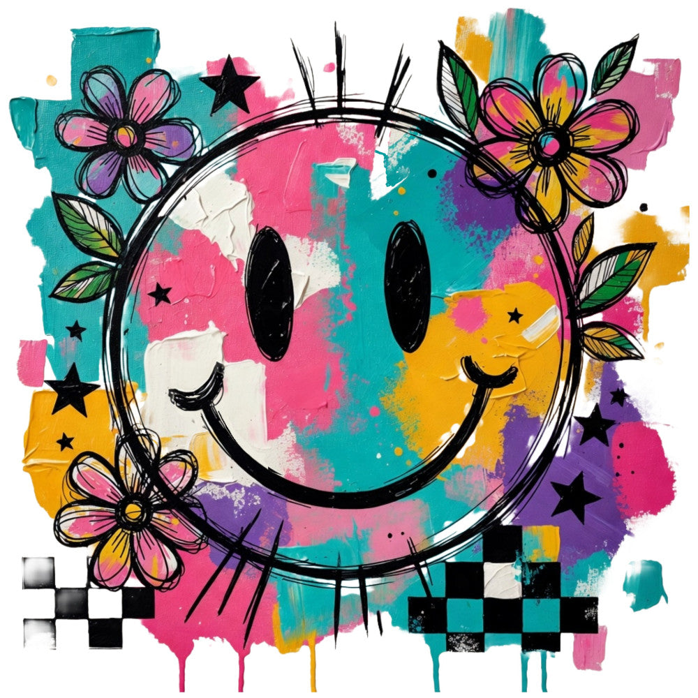 Floral Happy Face Fabric Panel 1