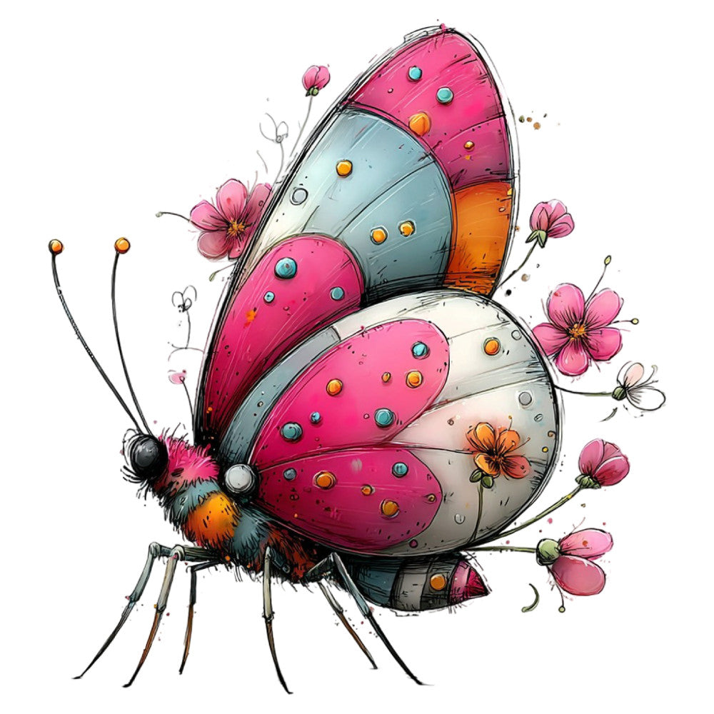 Whimsical Summer Butterfly Fabric Panel 1