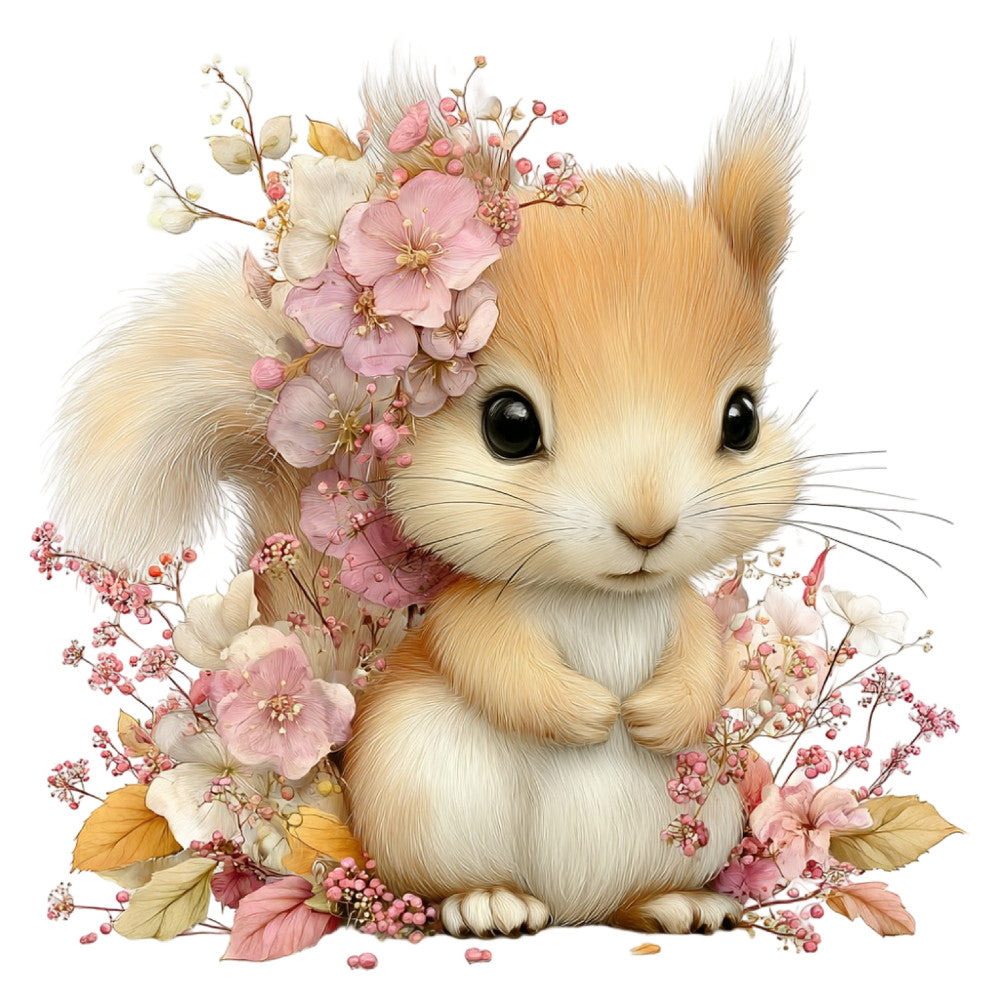Whimsical Summer Squirrel Fabric Panel 57