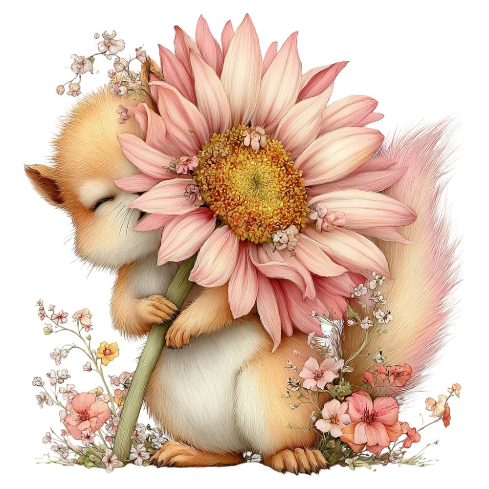 Whimsical Summer Squirrel Fabric Panel 40