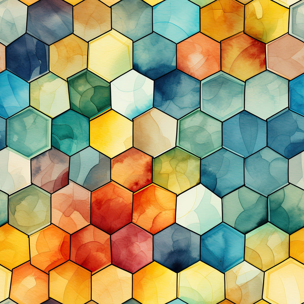 Daily Deal: Watercolor Honeycomb Pattern 9 Quilting Cotton Fabric - 45" x 2 Yards"