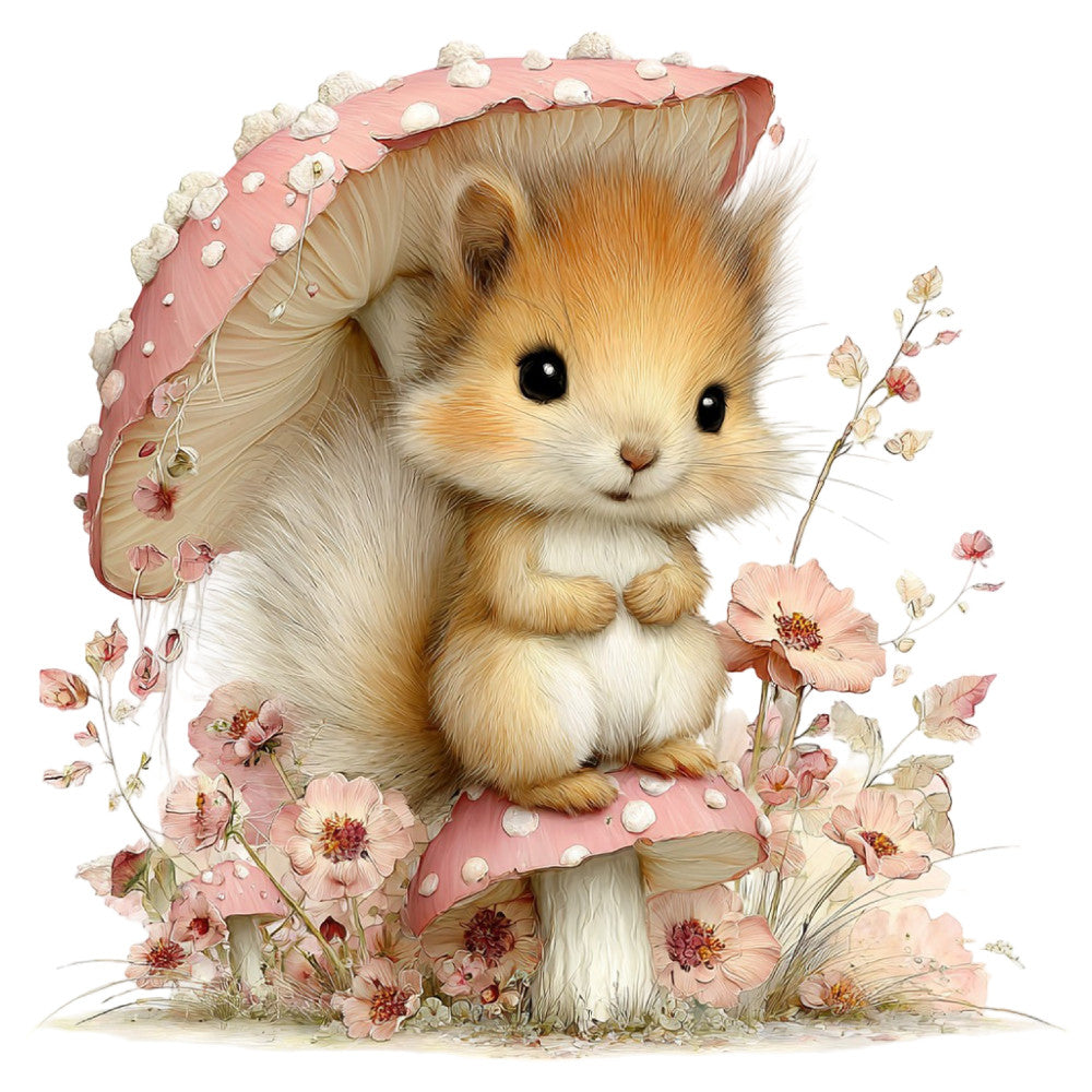 Whimsical Summer Squirrel Fabric Panel 23