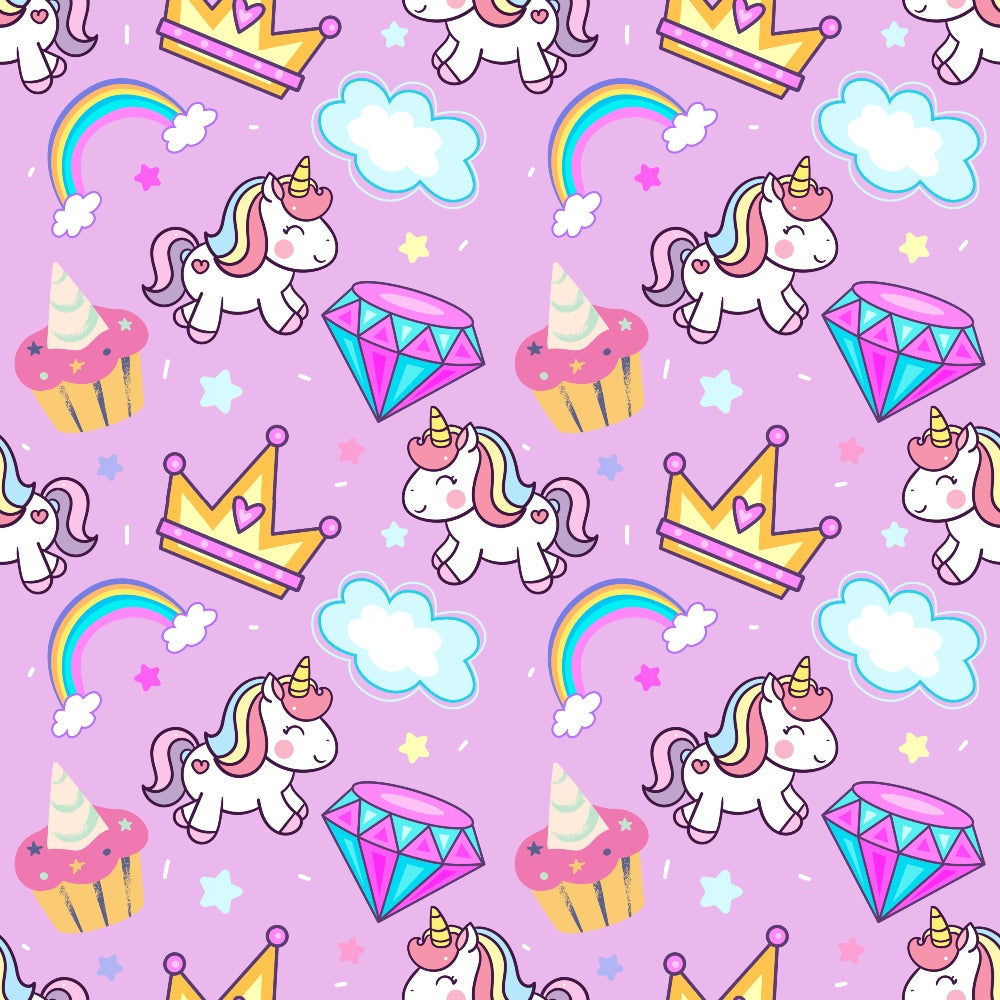 Daily Deal: Cartoon Unicorns Pattern 3 Quilting Cotton Fabric - 45" x 2 Yards"