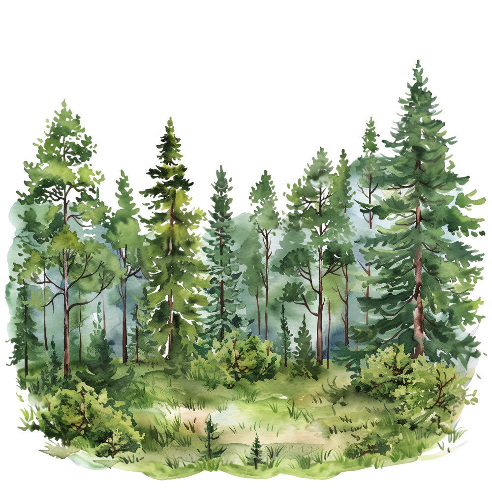 Watercolor Summer Landscapes Fabric Panel 4