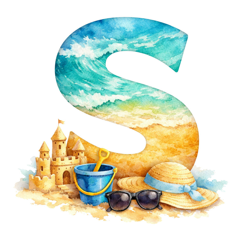 Summer Beach Alphabet Fabric Panel 17