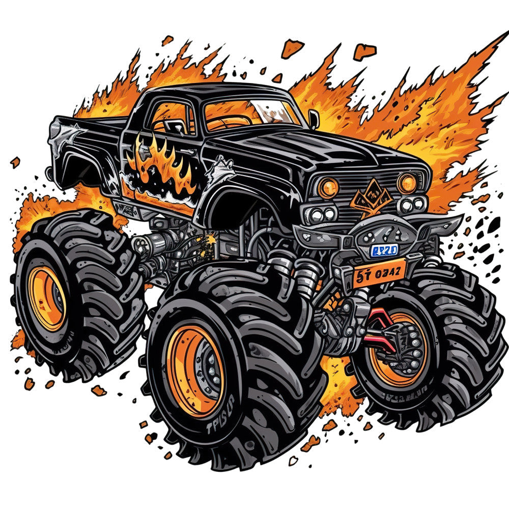 Monster Truck Crushes Fabric Panel 11