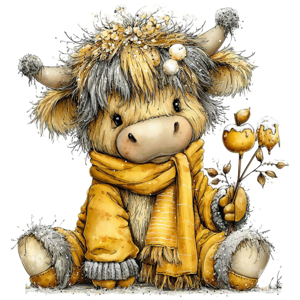 Yellow Highland Cow Fabric Panel 16