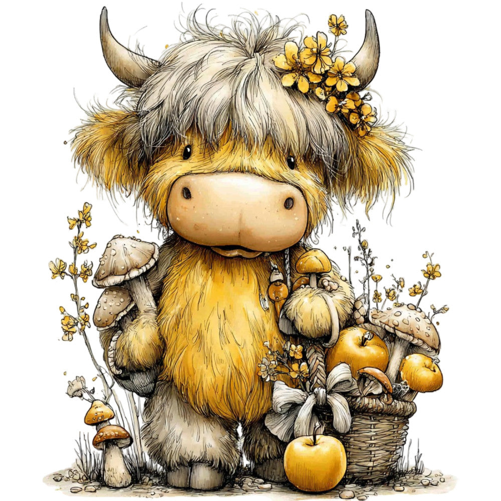 Yellow Highland Cow Fabric Panel 14