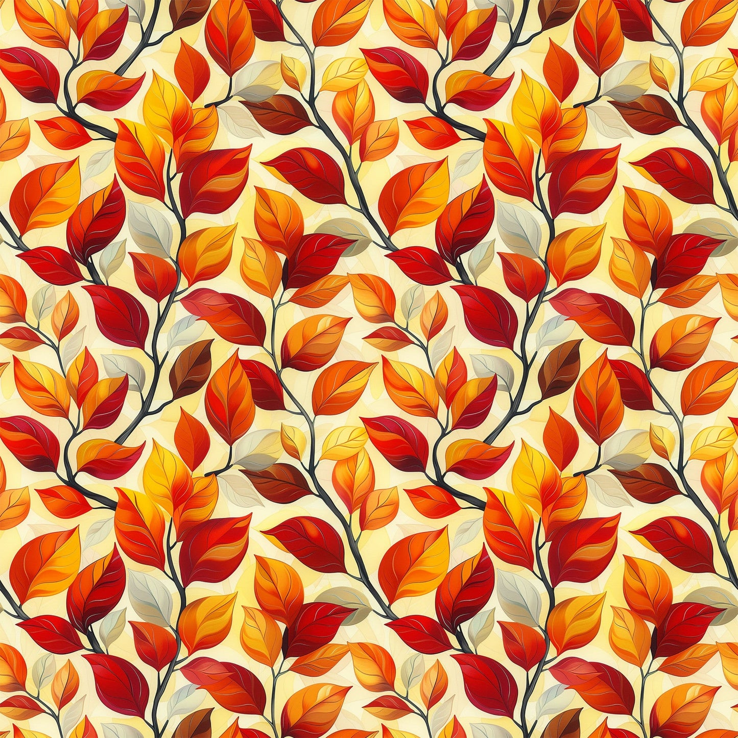 Daily Deal: Artistic Autumn Leaves Pattern 11 Quilting Cotton Fabric - 45" x 5 Yards"